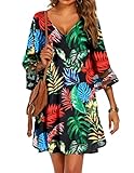 Ekouaer Womens Cover Up 3/4 Sleeve Pool Bikini Coverup Lightweight Swim Cover Ups Beachwear Swimsuit Dress CoverupsTropical XL