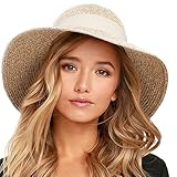 FURTALK Womens Beach Sun Straw Hat UV UPF 80+ Travel Foldable Brim Summer UV Hat
